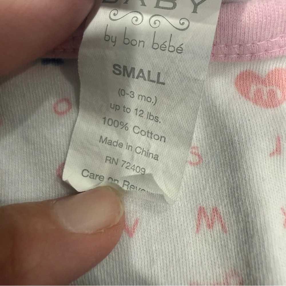 Y2K Bon Bebe Light Pink Baby Set Bunny with Matching Bib Size 0-3 Months
